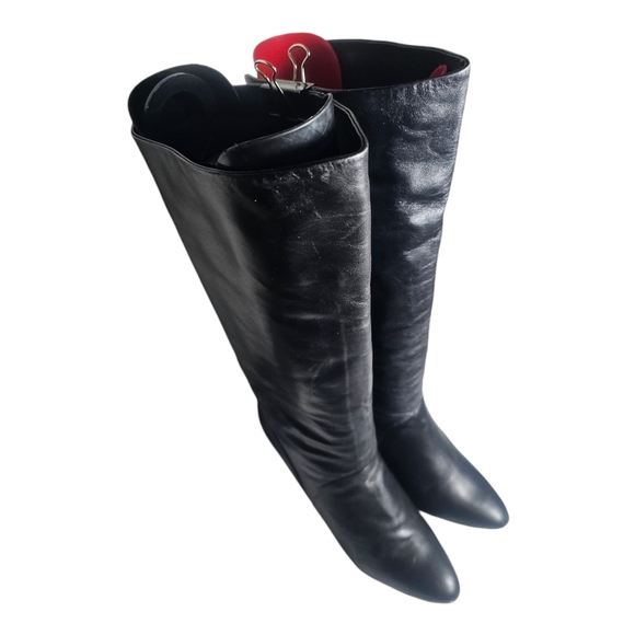 Vintage Hunt Club Pull On Boots Black Leather 8M - Picture 5 of 8